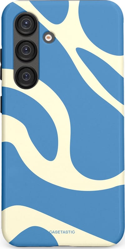 Casetastic hoesje geschikt voor Samsung Galaxy S25 - Dubbellaagse bescherming - Lichtblauwe water vlekken - Fashion Case - Lavendel Crème Lichtblauw