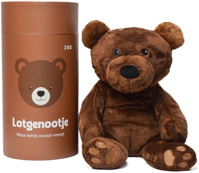 Lotgenootje Verzwaringsknuffel Beer - 45cm/2kg - Verzwaarde Knuffel - Weighted Stuffed Animal - Voor kinderen & volwassenen - Sensorisch Speelgoed - Zware Knuffel Anxiety - Teddybeer - Knuffelbeer