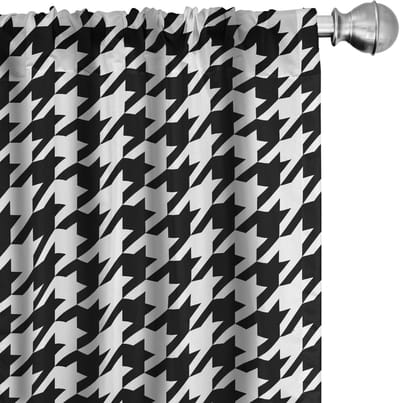 ABAKUHAUS Moderne Voorhangen – Houndstooth – 2x75x175 cm – Antraciet/Wit