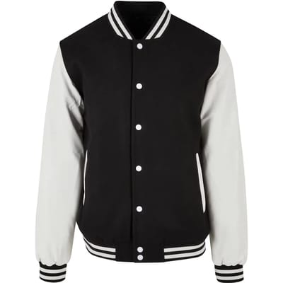 Build your Brand Oldschool College Jacket BY269 - Black/White - XS