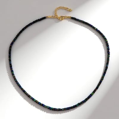 Cavill - 925 Sterling Zilver Halsketting met 26,411 ct Mezezo Opalen - Verstelbaar, Gouden Plating, Moderne Zilveren Dames Ketting, Luxe Sieraad
