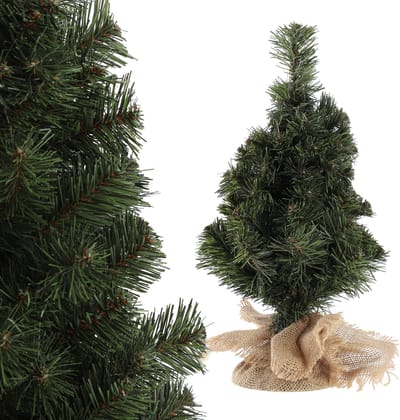 KADAX Kunstkerstboom 60 cm, kleine dennenboom met 66 takken, mini-dennenboom met jute, tafelkerstboom van pvc-folie, kunstdennenbomen (Klaus 60 cm)