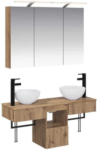 vidaXL - Badkamerkast - set - 4 - st - Artisanaal - eiken - Bewerkt - hout