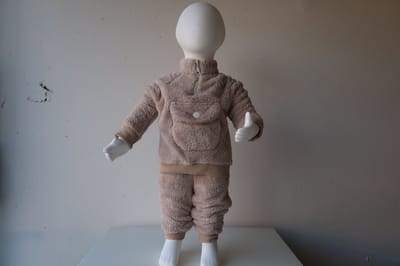 Teddy Baby Set Beige– 2-Delig Romper & Broek – Lange Mouw – Zacht Teddy Pakje – 6-9 Maanden