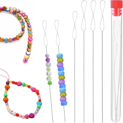 Set van 6 Extra Dunne Parelnaalden voor Beading, Roestvrijstalen Naalden met Sprayfles voor Creatief Handwerk en Sieradenmaken