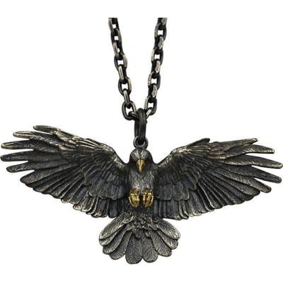 Skeleton Jewelry Studio Origineel Ontwerp Crow Raven Eagle Hanger 925 Sterling Zilver Dominante Mannen Mode Ketting black