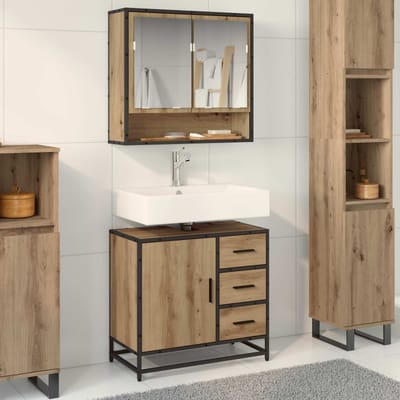 vidaXL - Badkamerkast - Artisan - Eiken - 65 - x - 33 - x - 60 - cm - Bewerkt - hout