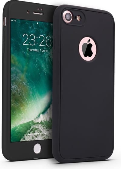 360-graden Frosting TPU Beschermhoesje Set voor iPhone 8 _ Zwart