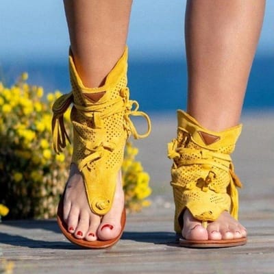 Dames Retro Sandalen Gladiator Dames Clipteen Vintage Laarzen Casual Kwastje Rome Mode Zomer Damesschoenen Vrouwelijk Sandalen 39 geel