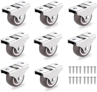 Set van 8 Vaste Mini-Wielen met Metalen Montageplaat