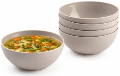 Plasticforte kommetjes/schaaltjes - 10x - dessert/ontbijt - kunststof - D12 x H5 cm - taupe - BPA vrij