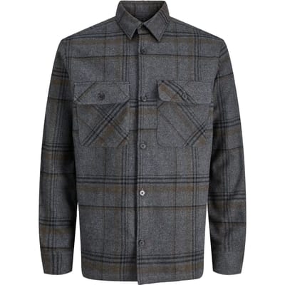 Jack & Jones Overhemd Jprrayle Melange Check L/s Overshir 12286804 Dark Grey Mannen Maat - M