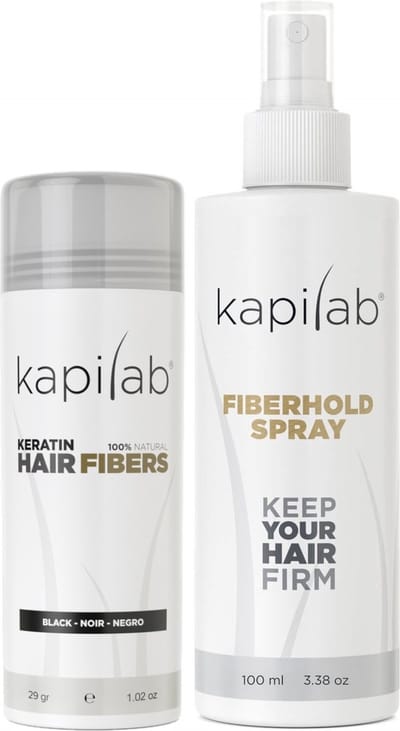 Kapilab Hair Fibers Voordeelset 29 gram - Zwart - Keratine Haarvezels voor direct voller haar - 100% natuurlijk - Gemaakt in Europa