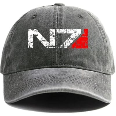 Mass Effect N7 Baseballpetten Verweerde Petten Pet Mannen Vrouwen Retro Buiten Zomer Verstelbaar N7 Petten Mode Adjustable gray