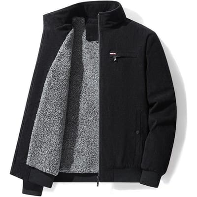 Manteau d'hiver en velours côtelé pour homme, col montant, grande taille, veste ample, veste en coton, manteau en velours, manteau de travail épais en coton 5XL gray