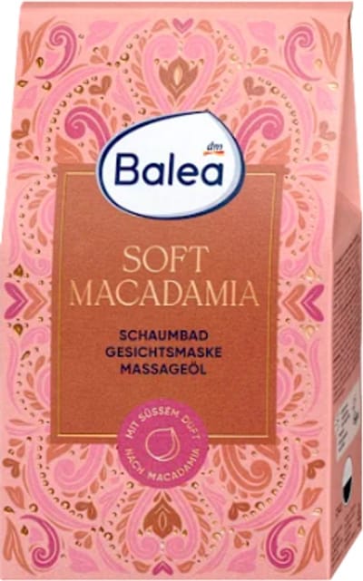 Kerst Geschenkset Balea Soft Macadamia | 3-delige Kerstcadeauset - Bubbelbad - Gezichtsmasker - Massageolie | Kerstcadeau Verzorgingsproducten
