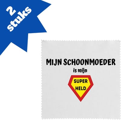 Akyol - mijn schoonmoeder is mijn superheld brillendoekjes - Schoonmoeder - super schoonmoeder - moeder cadeautjes - moederdag - verjaardag - geschenk - kado - 17,8 bij 17,8 cm - 2 stuks