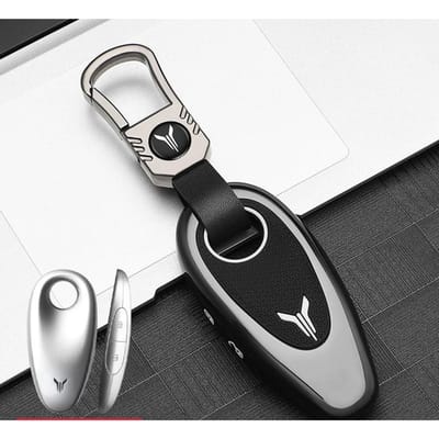 Auto Zinklegering Sleuteletui Cover Houder Ketting Voor Voyah Free Smart Fob Sleutel Beschermhoes Auto Decoratie Interieur Accessoires 4 buttons black