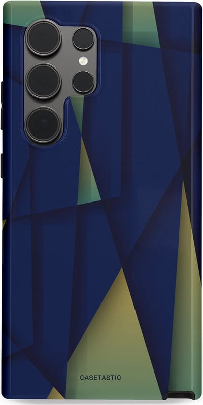 Casetastic Hoesje Geschikt voor Samsung S24 Ultra - Stijlvolle Beschermende Duo-layer Case - Blauwgroene Driehoeken