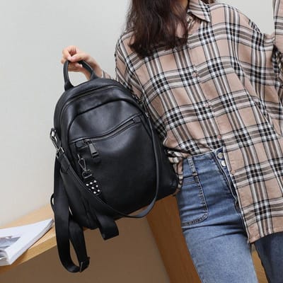 Rugzak voor Dames Nieuwe Trendy Grote Capaciteit Echt Leer Dames Tas Modieuze Koreaanse Stijl Rugzak 29*15.5*34.5（cm） gray
