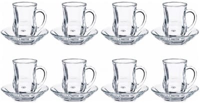 Vivalto Turkse of Marokkaanse Theeglazen - 8x stuks - glas - 125 ml - met schotels - kleine hoge glazen