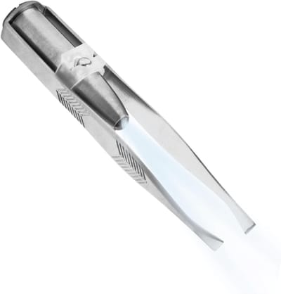 Pincet met LED-licht - Wenkbrauwpincet Ontharingspincet - Nauwkeurig Haar Verwijderen - Precisie Grip Technologie - 8.5 cm - Zilver
