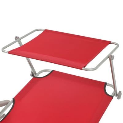 vidaXL - Ligbed - met - luifel - staal - rood