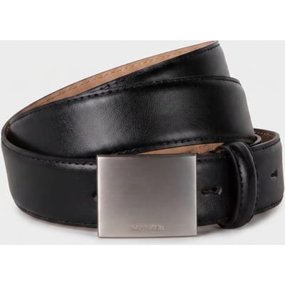 Calvin Klein Logo Plaque Smooth Belt Black/brushed Nickel Taglia: 105 | Cinture Outlet | Uomo | Nero