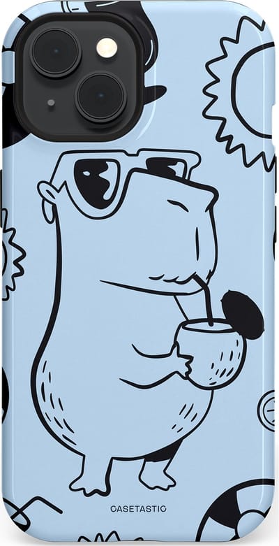 Casetastic Hoesje Geschikt voor Apple iPhone 15 Magsafe - Stijlvolle Beschermende Duo-layer Case - Capibara cocktail