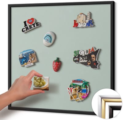 Wallfluent - Lichtgroen Magneetbord Met Effen Achtergrond - 50 cm x 50 cm - Magneetbord met Zwarte Frame - Celadon kleur - Magneetbord Voor Thuiskantoor - Magneetbord voor Herinneringen - Magnetisch Bord voor Thuis en Kantoor