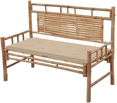 Tuinbank Bamboe - Zitbank Parkbank - Ontspannen Buiten - Weerbestendig Bamboe - 120 cm - Beige