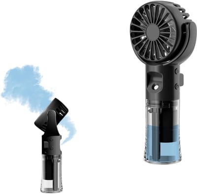 Verpakking van 1 stuk - Handventilator - Draagbare waternevelventilator - Tafelventilator - 4 snelheidsstanden - Type-C opladen - Geschikt voor gebruik binnenshuis, op school, op reis, tijdens kamperen, bij het aanbrengen van make-up, enz. - Zwart