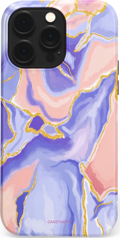 Casetastic hoesje geschikt voor Apple iPhone 14 Pro Max - MagSafe - Dubbellaagse bescherming - Riviergloed - Fashion Case - Lavendel Lichtgrijs Zand Lichtroze