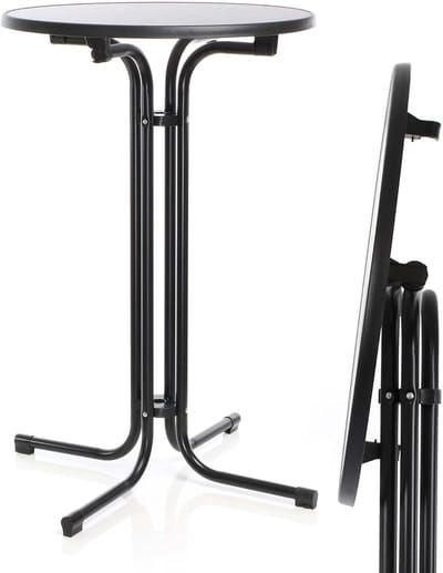 Inklapbare Ronde Statafel Ø80 cm Zwart voor Binnen en Buiten - Verstelbare Tafel