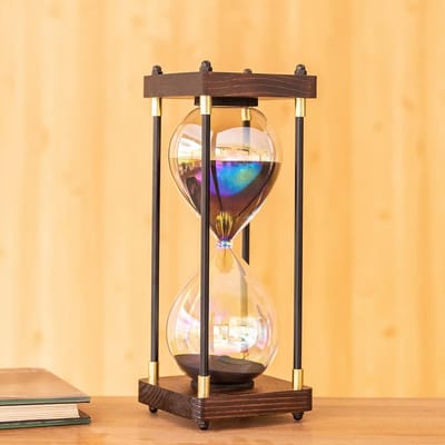 Zandloper 60 minuten decoratief glas – tijdsduurmeter voor thuis en kantoor