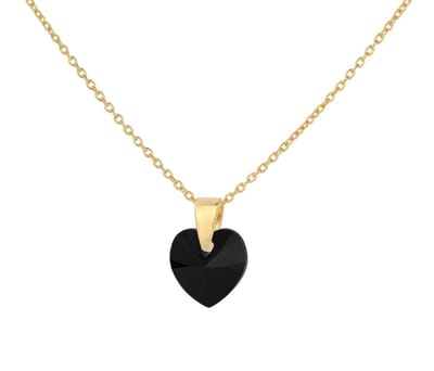 ARLIZI 1037 Ketting Swarovski Kristal Hartje Hanger - Dames - Verguld - 44 cm - Zwart