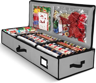 Cadeau-inpakzak met praktische vakken voor kerstaccessoires - Onderbedopslag voor feestdecoraties