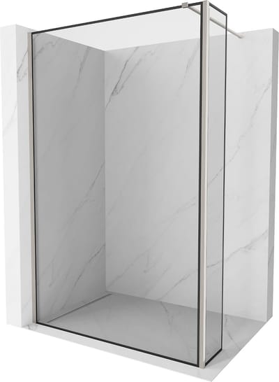 Mexen Kioto douchewand Walk-in 140 x 40 , zwart frame, geborsteld nikkel - 800-140-212-97-70-040