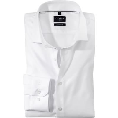 OLYMP No. Six super slim fit overhemd - wit diamant twill - Strijkvriendelijk - Boordmaat: 36 (EU maat: XS)