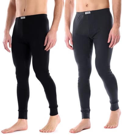 Ladeheid Heren Thermobroek 2 Pack Set - Sport - Thermoactieve - Lang - Katoen – Zwart/Grafiet – L - LA-LA40-247-UW-2B
