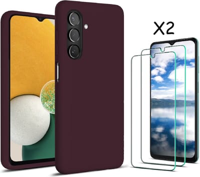 Hoesje Geschikt Voor Samsung Galaxy A13 5G / A04s hoesje silicone soft back cover - met Screenprotector 2 PACK – Wijn Rood
