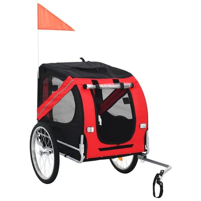 vidaXL - Hondenfietstrailer - rood - en - zwart