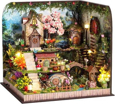 Boekenkast Huisje - Miniatuur Model DIY Kit - Huis Decoratie - Met LED Verlichting