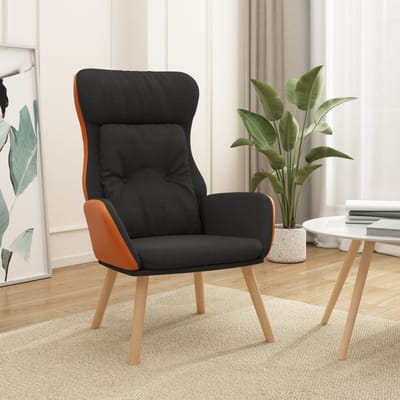 vidaXL - Relaxstoel - stof - en - PVC - zwart