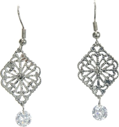 Behave - Oorhangers met steentje en open filigraan look - feestelijk