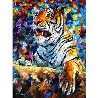 Diamantborduurpakketten Kruissteek Gekleurde Tijger Home Decor Diamant Schilderij Foto's Handwerk 20X30CM black