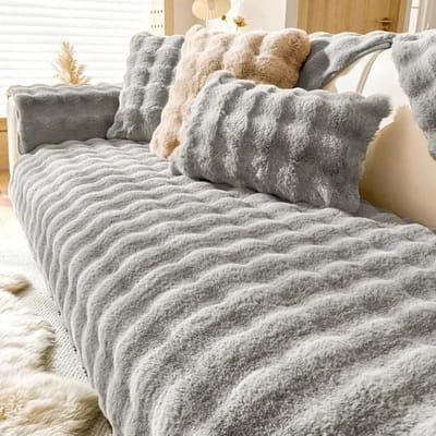 Coussin de Canapé Chaud en Peluche d'Hiver Peluche Lapin Housse de Canapé Lisse Épaissir Antidérapant Housse de Canapé Universelle pour Salon 1pc 30x50 pillowcase