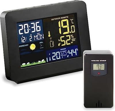 Weerstation draadloze buitensensor - Weerstation met buitensensor - Zwart