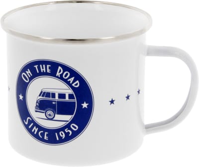 BRISA VW Collection - Volkswagen grote emaille koffie-thee-cappuccino-mok-Haferl mok voor Camping & Outdoor T1 Bulli Bus- motief (500 ml T1 Bulli Bus- motief/ kleurrijk)