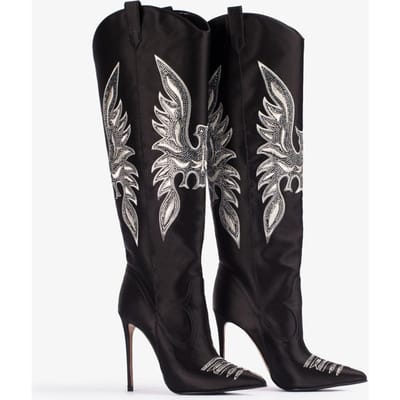 Europa En Amerika Dames Geborduurde Bedel Western Cowboylaarzen Dames Blauw Retro Casual Sexy Stijl Enkel Jeans Laarsjes 38 gray